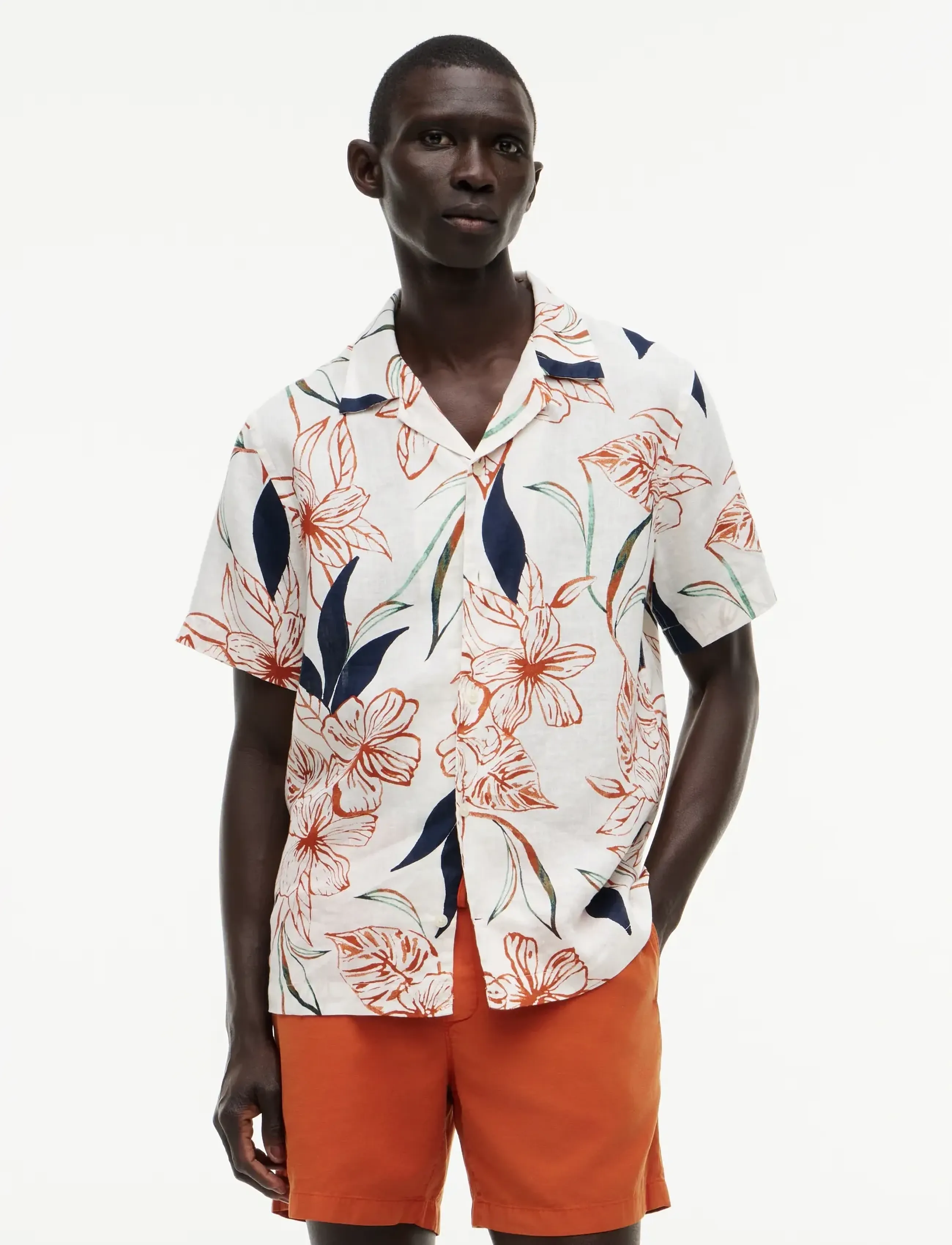 Tommy Hilfiger LINEN RESORT PRT SS RF SHIRT - Summer Shop - IVORY PETAL   ALLOVER / multi