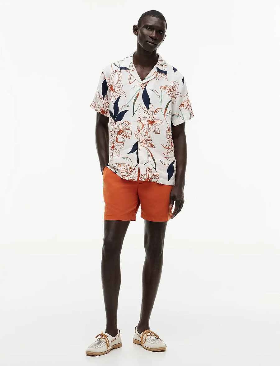 Tommy Hilfiger - LINEN RESORT PRT SS RF SHIRT - kortærmede skjorter - ivory petal allover - 4