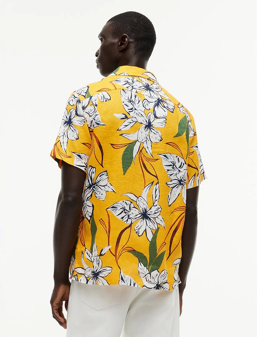 Tommy Hilfiger - LINEN RESORT PRT SS RF SHIRT - kurzarmhemden - orange flash allover - 2