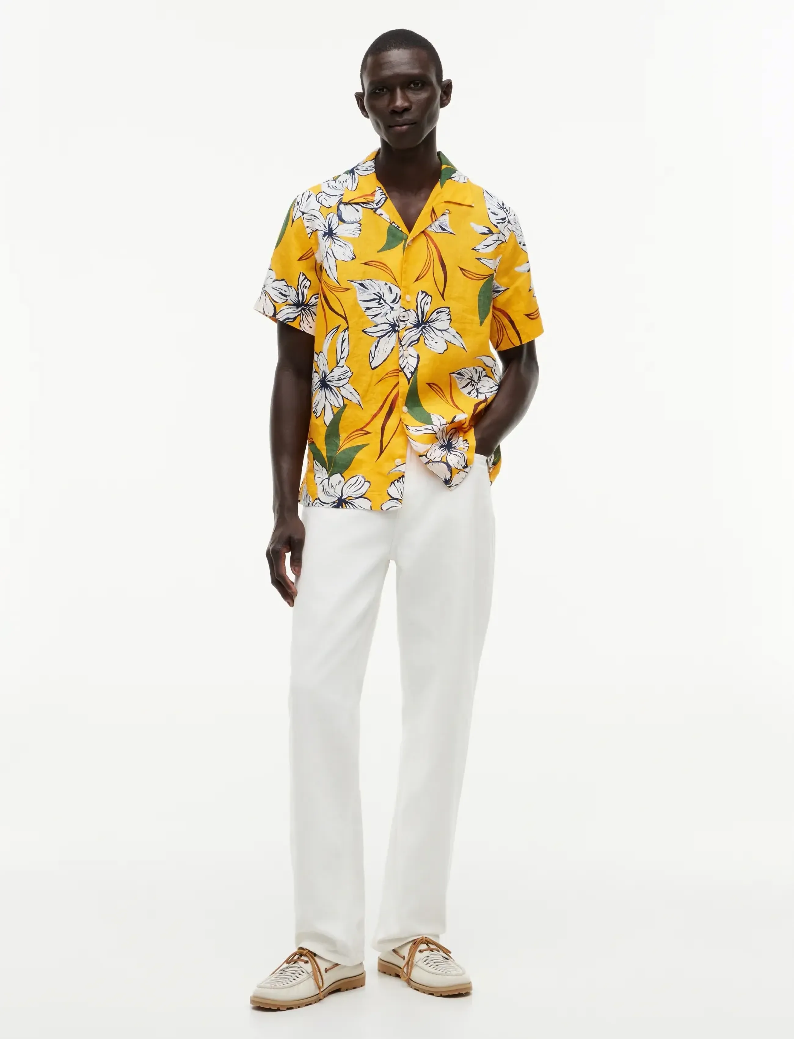 Tommy Hilfiger - LINEN RESORT PRT SS RF SHIRT - kurzarmhemden - orange flash   allover - 4