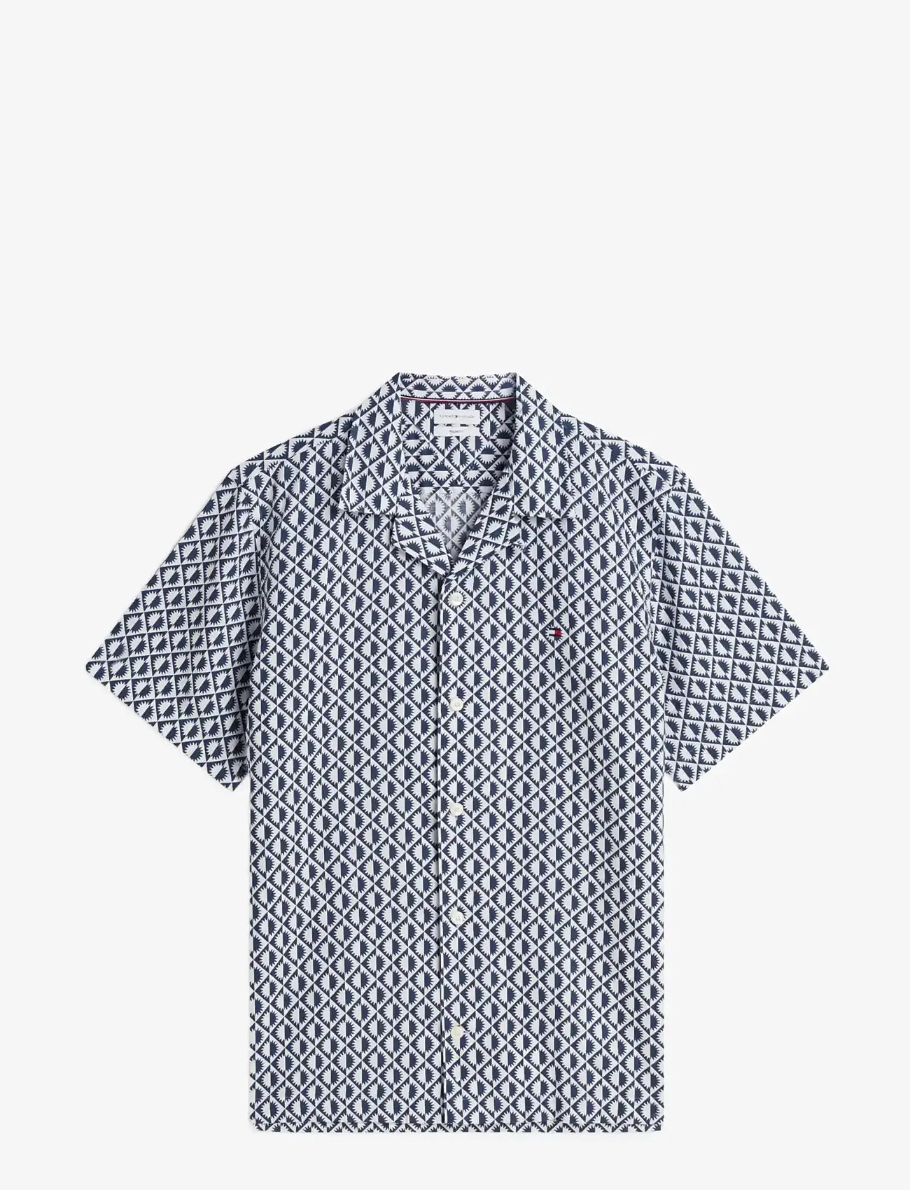 Tommy Hilfiger - LINEN BLEND AOP SS RF SHIRT - kurzarmhemden - carbon navy   allover - 1