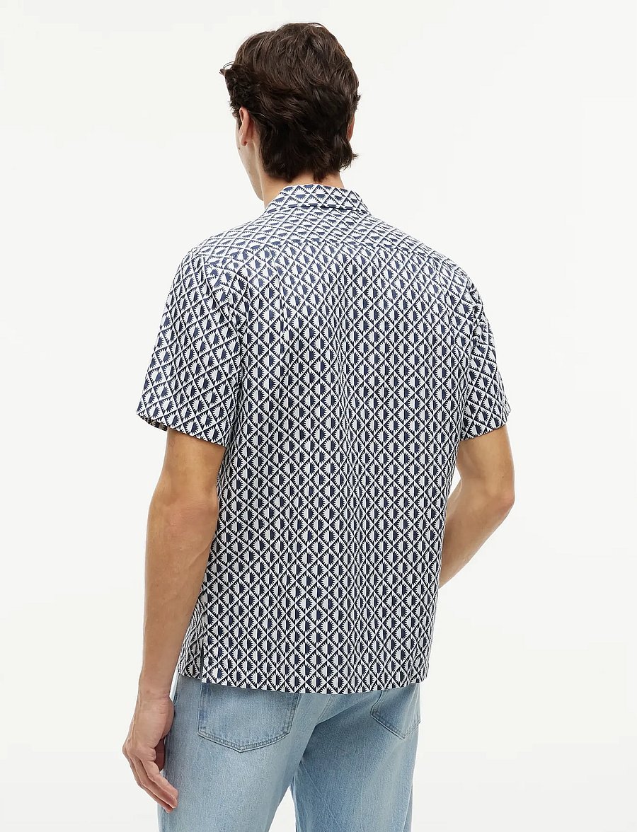 Tommy Hilfiger - LINEN BLEND AOP SS RF SHIRT - short-sleeved shirts - carbon navy allover - 2