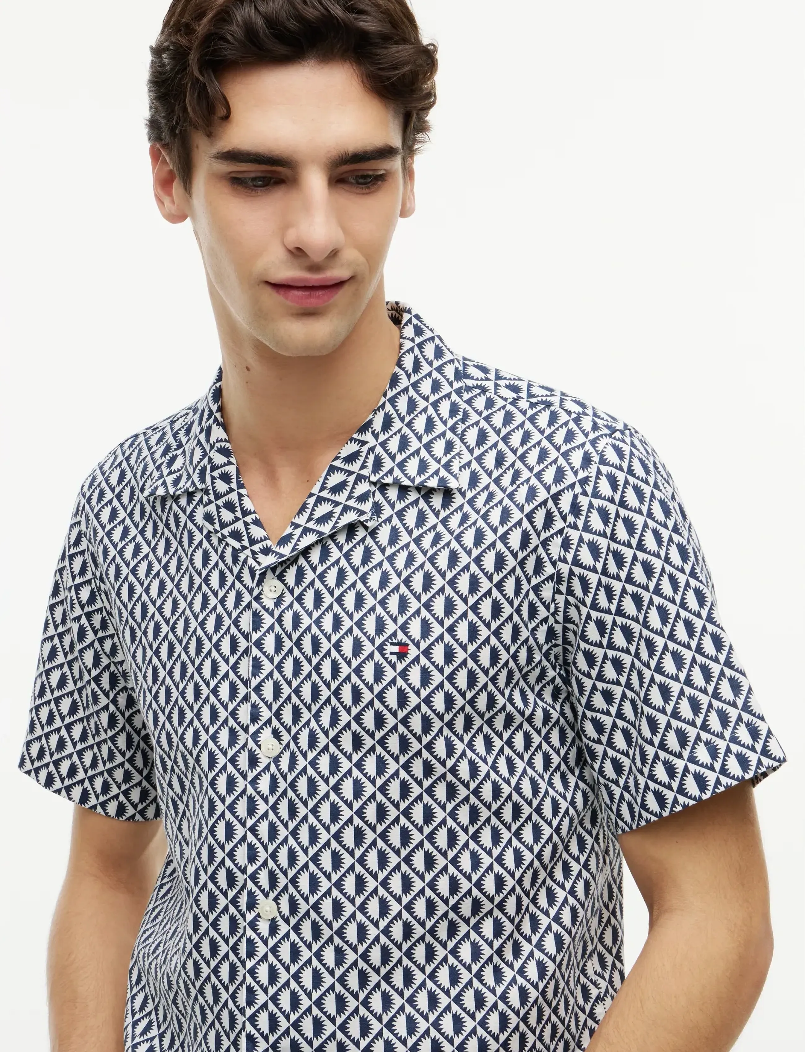Tommy Hilfiger - LINEN BLEND AOP SS RF SHIRT - short-sleeved shirts - carbon navy   allover - 3