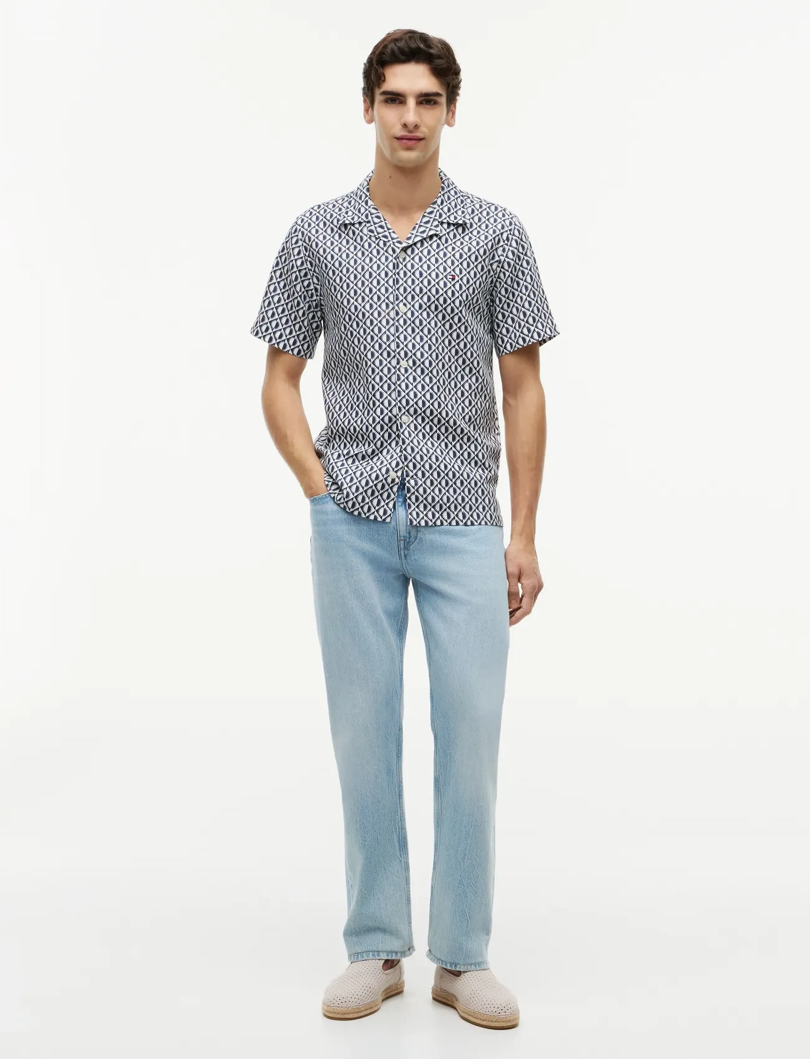 Tommy Hilfiger - LINEN BLEND AOP SS RF SHIRT - short-sleeved shirts - carbon navy   allover - 4