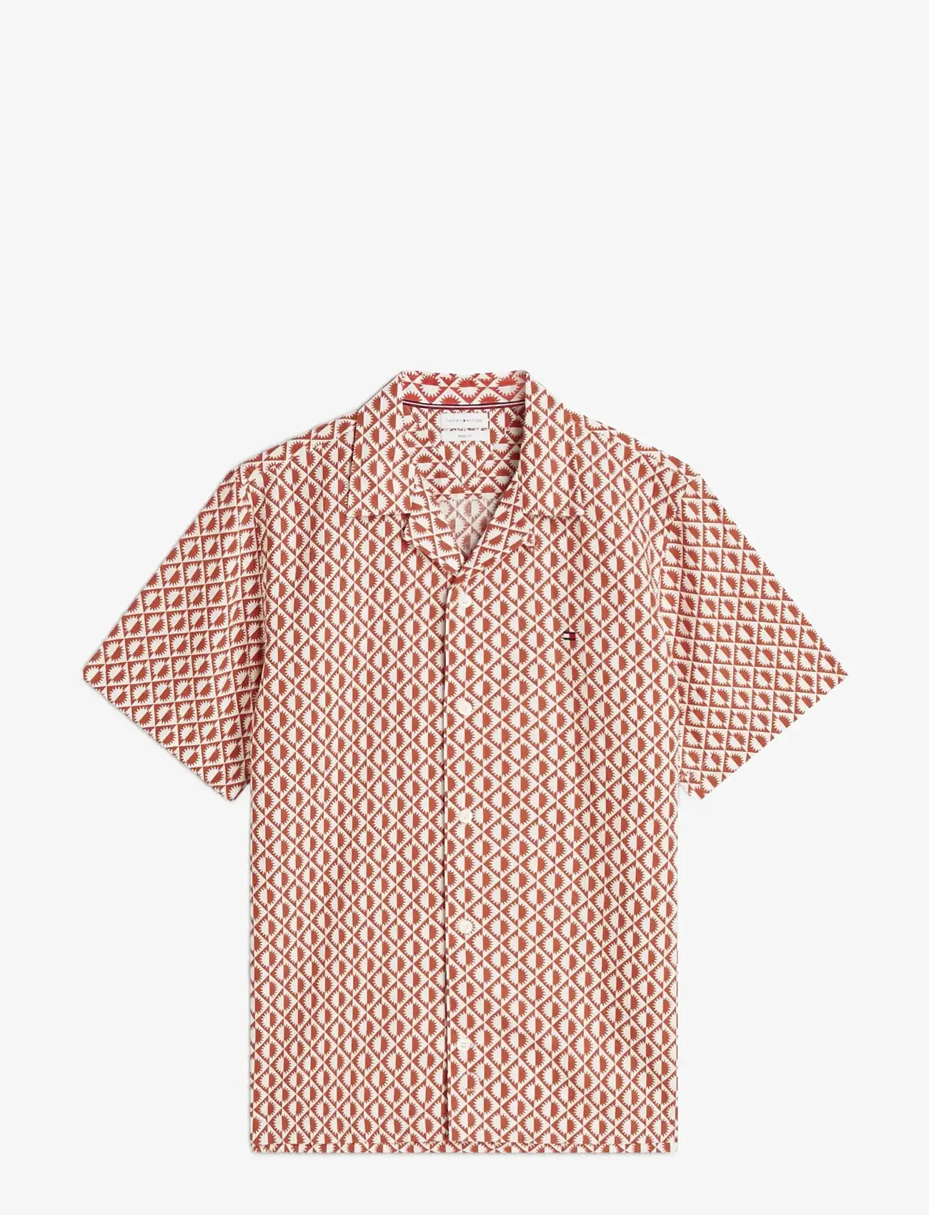 Tommy Hilfiger - LINEN BLEND AOP SS RF SHIRT - kortærmede skjorter - rusty ochre   allover - 1