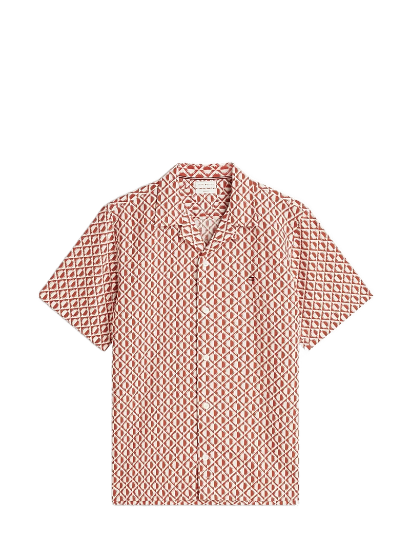Tommy Hilfiger - LINEN BLEND AOP SS RF SHIRT - kortærmede skjorter - rusty ochre allover - 1