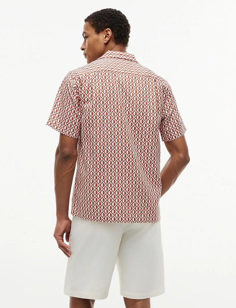 Tommy Hilfiger - LINEN BLEND AOP SS RF SHIRT - kurzarmhemden - rusty ochre allover - 2