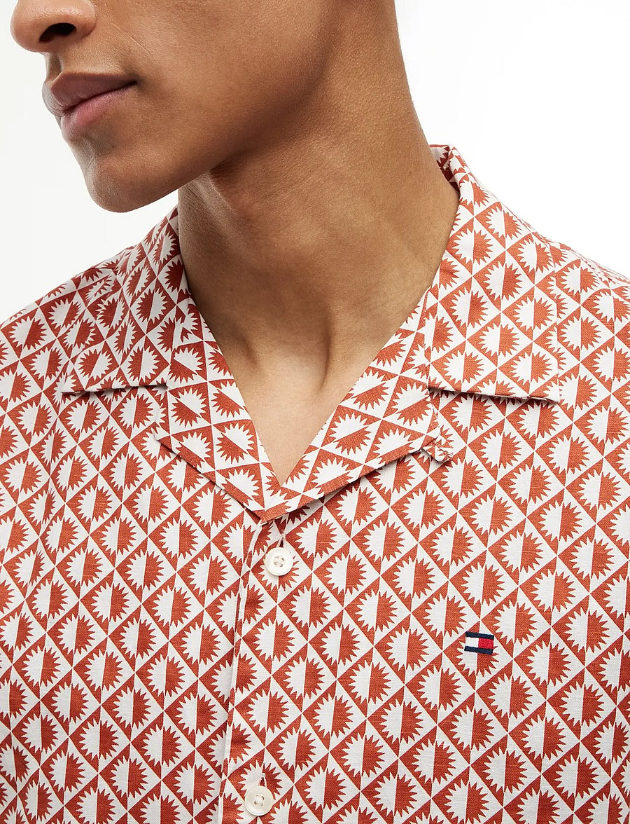 Tommy Hilfiger - LINEN BLEND AOP SS RF SHIRT - kurzarmhemden - rusty ochre allover - 3