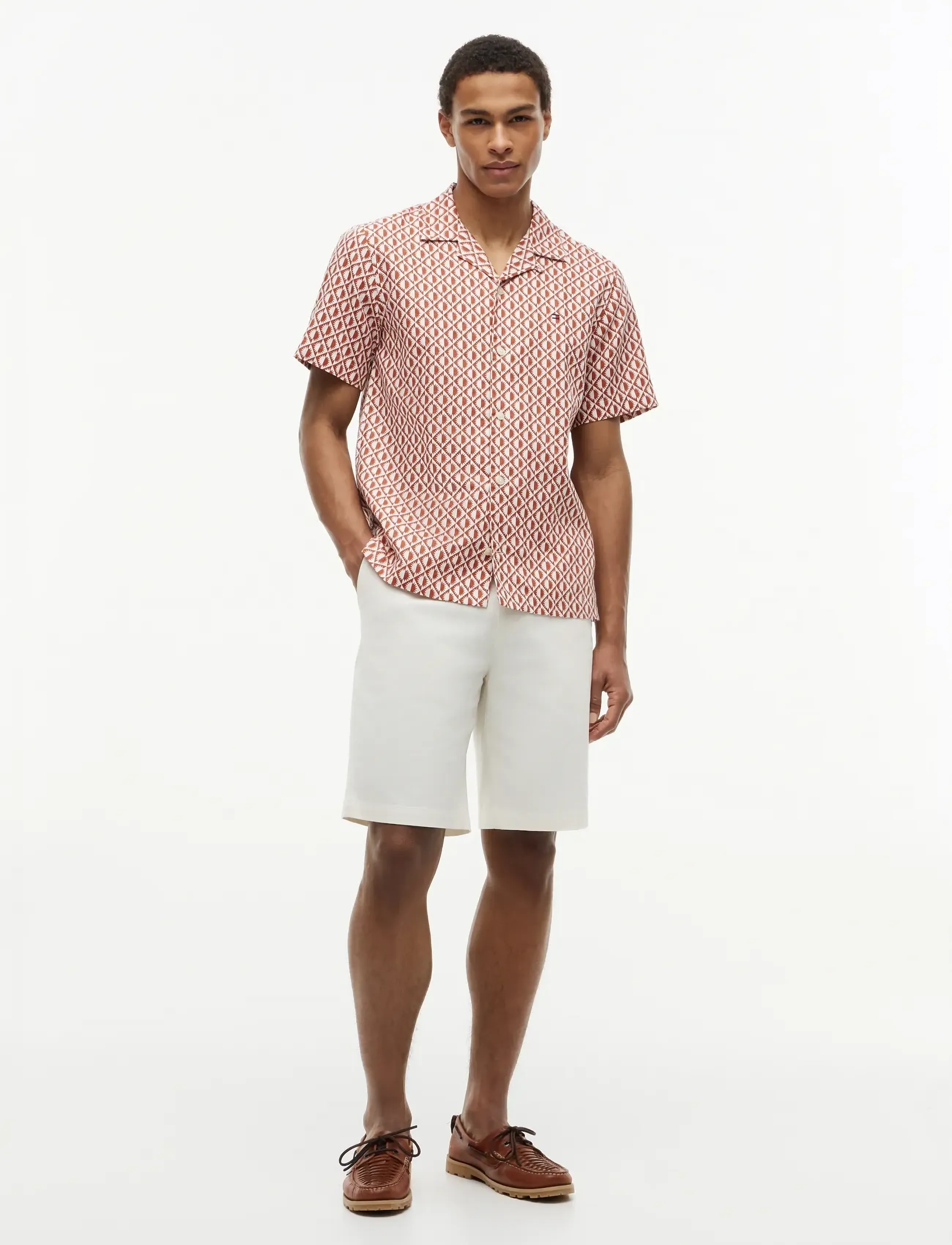 Tommy Hilfiger - LINEN BLEND AOP SS RF SHIRT - kurzarmhemden - rusty ochre   allover - 4