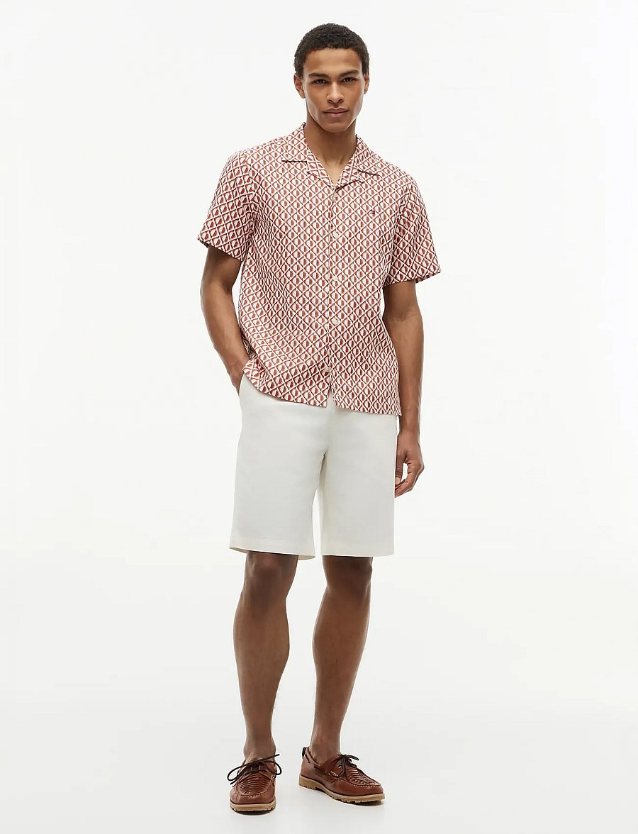 Tommy Hilfiger - LINEN BLEND AOP SS RF SHIRT - kurzarmhemden - rusty ochre allover - 4