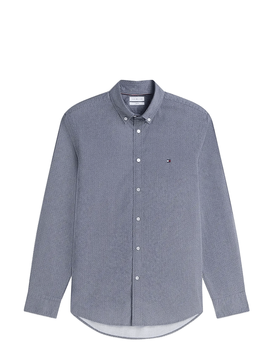 Tommy Hilfiger - FLEX POPLIN SMALL PRINT SHIRT - gemusterte hemden - carbon navy allover - 1