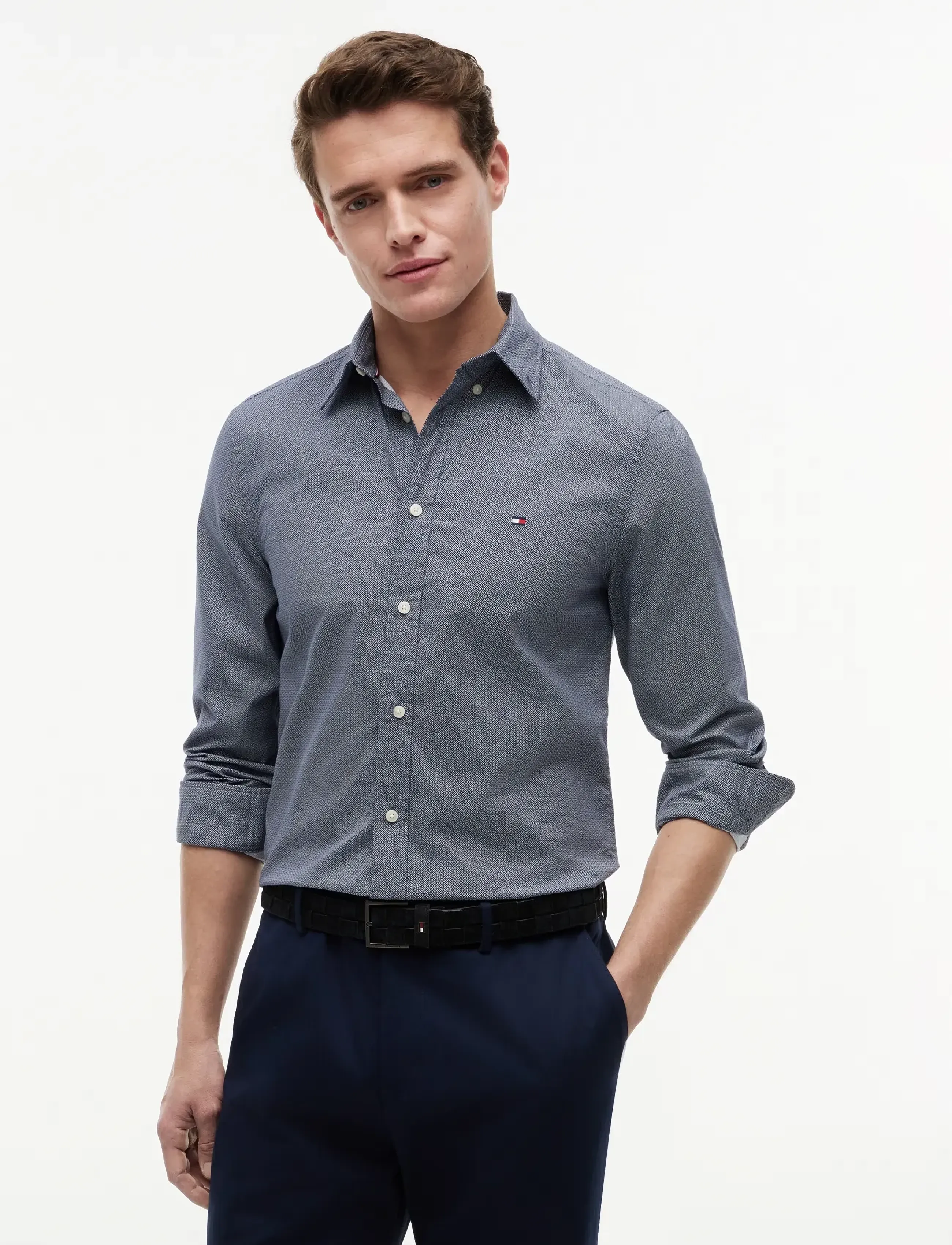 Tommy Hilfiger FLEX POPLIN SMALL PRINT SHIRT - Kleidung - CARBON NAVY   ALLOVER / navy