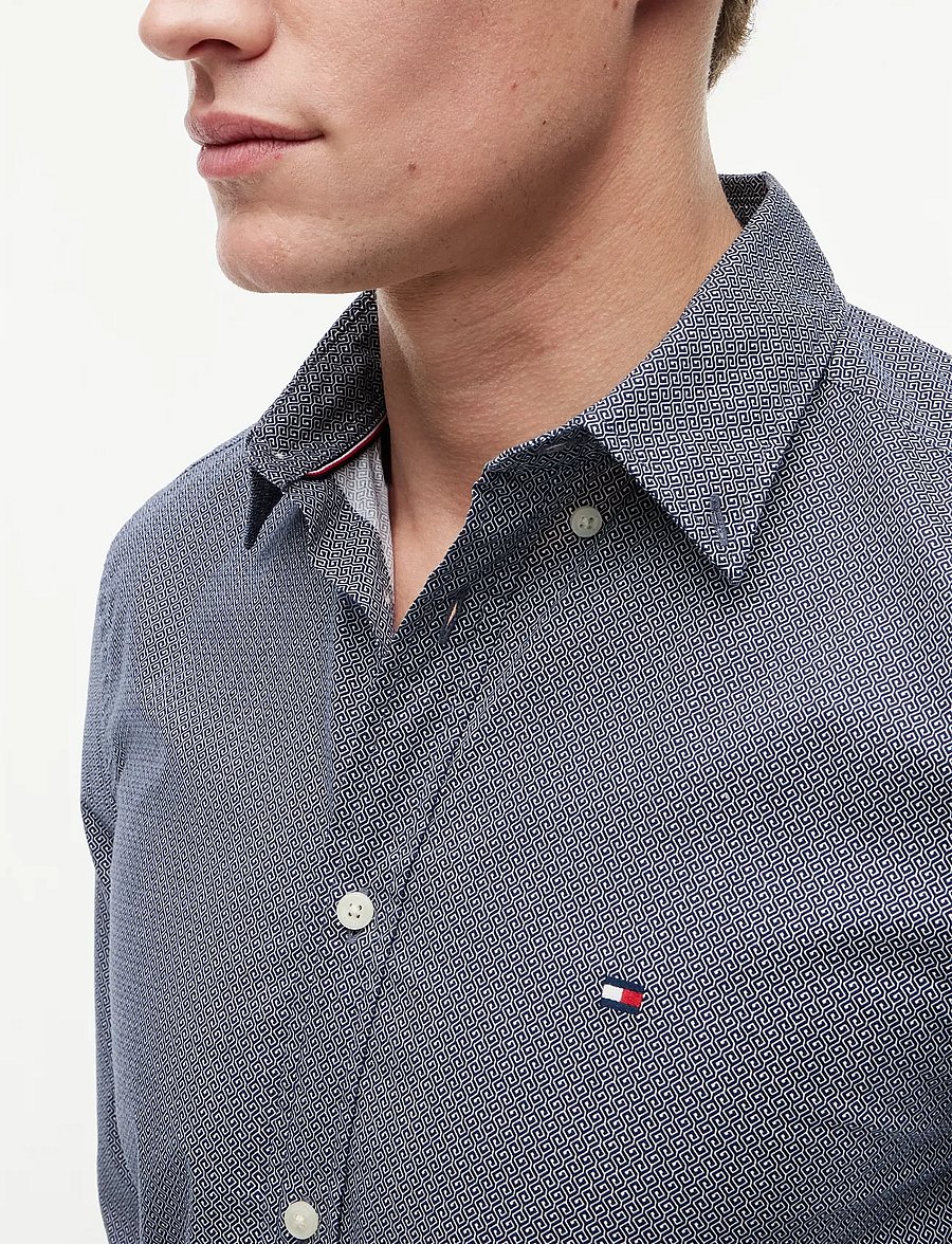 Tommy Hilfiger - FLEX POPLIN SMALL PRINT SHIRT - gemusterte hemden - carbon navy allover - 3
