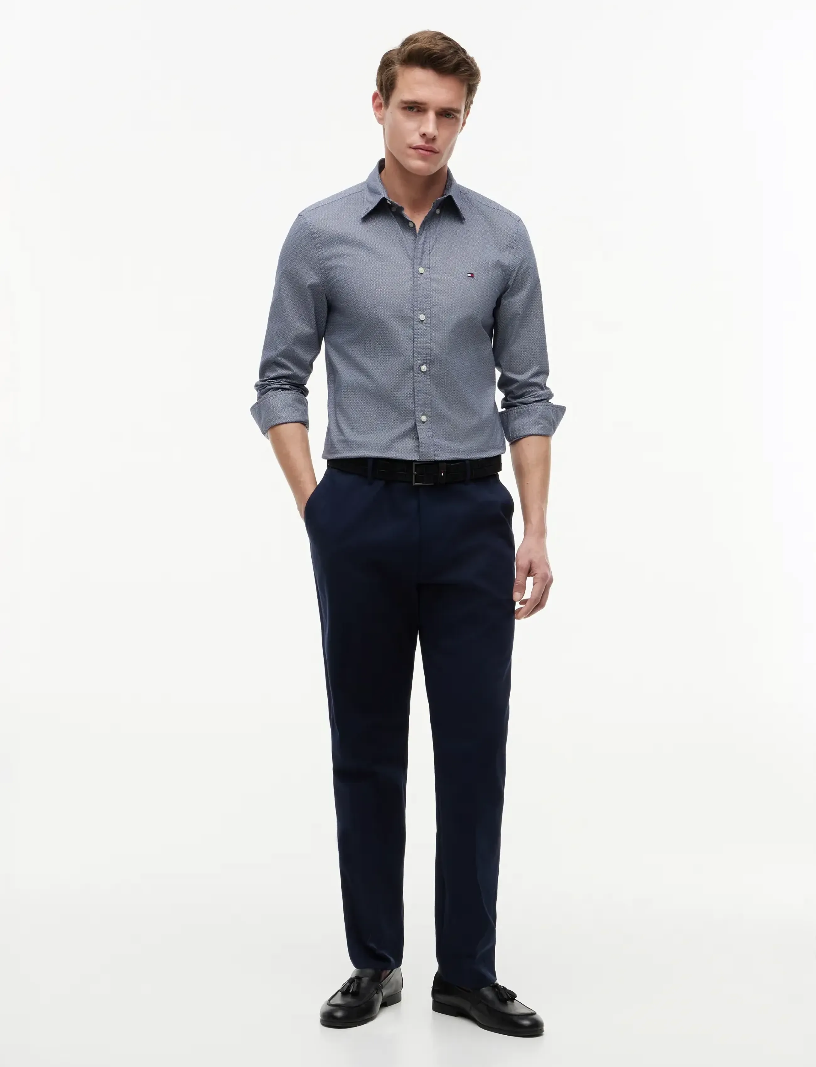 Tommy Hilfiger - FLEX POPLIN SMALL PRINT SHIRT - gemusterte hemden - carbon navy   allover - 4