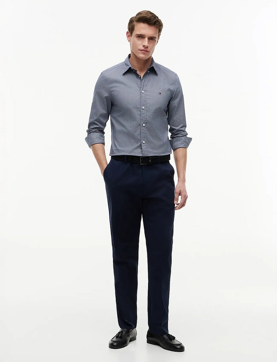 Tommy Hilfiger - FLEX POPLIN SMALL PRINT SHIRT - gemusterte hemden - carbon navy allover - 4