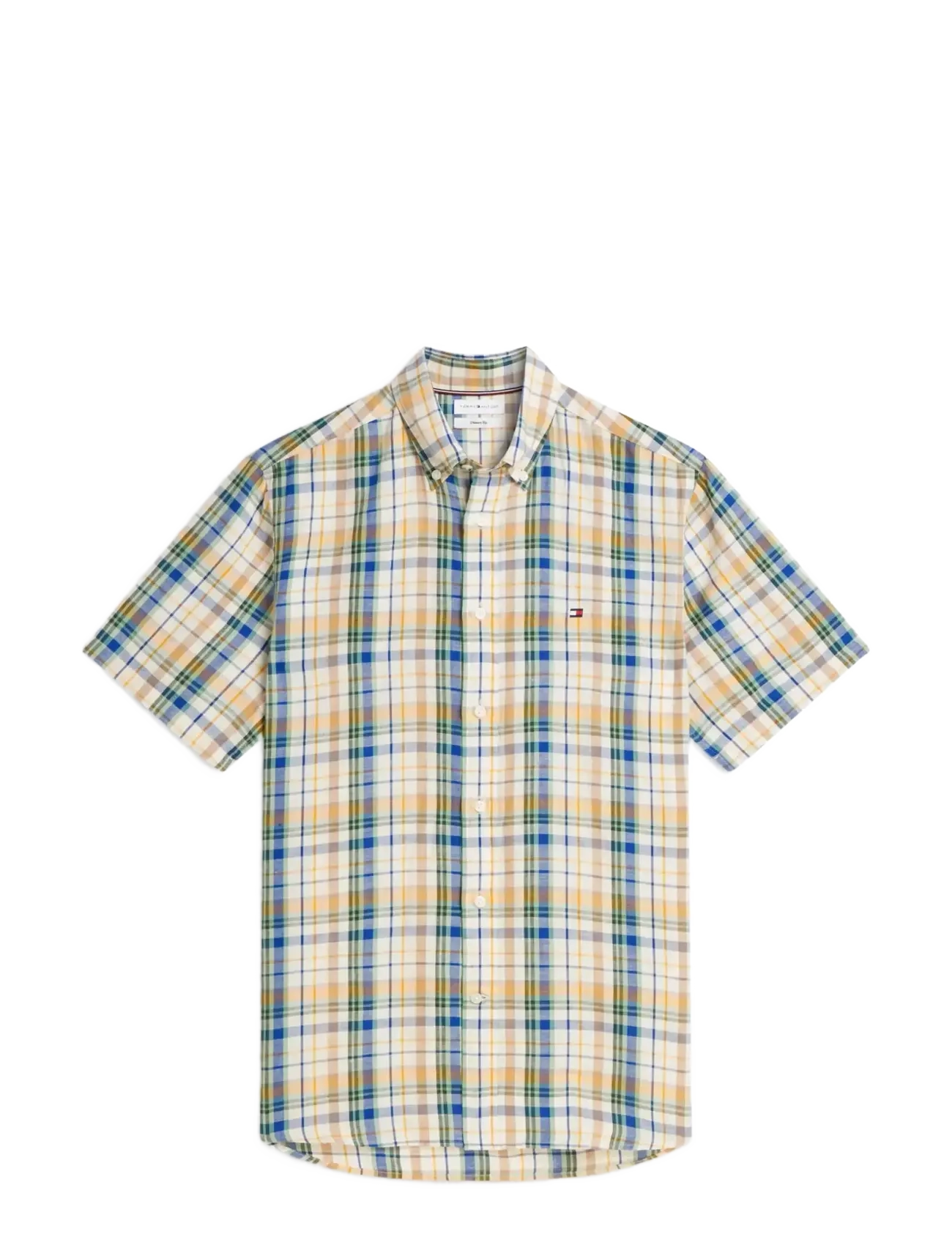 TOMMY HILFIGER Linen Blend Madras S/S Sht Patterned - XL - Herren