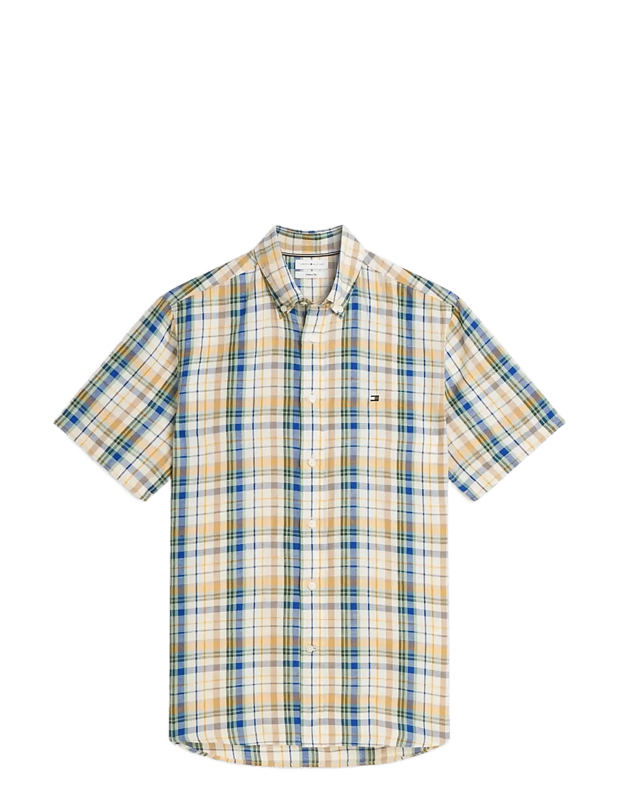 Tommy Hilfiger - LINEN BLEND MADRAS S/S SHT - kurzarmhemden - ivory petal check - 1