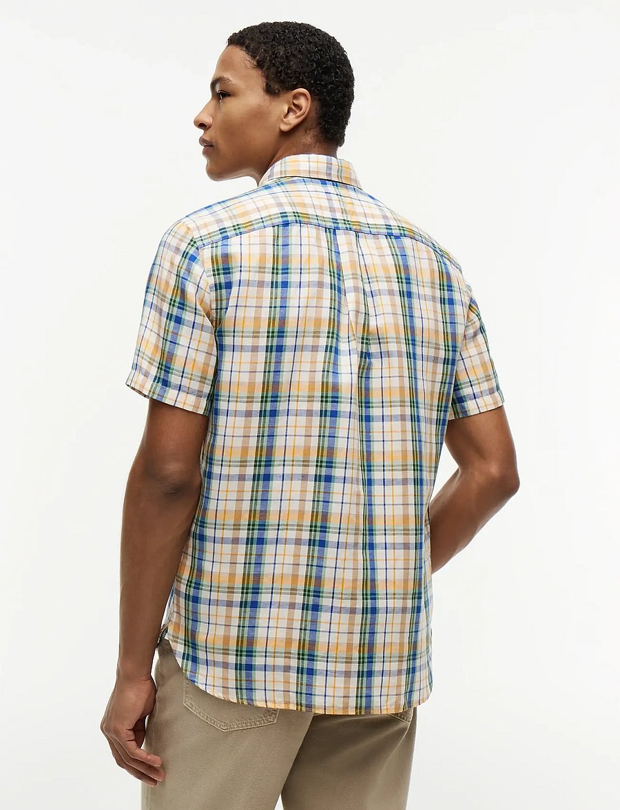 Tommy Hilfiger - LINEN BLEND MADRAS S/S SHT - kurzarmhemden - ivory petal check - 2