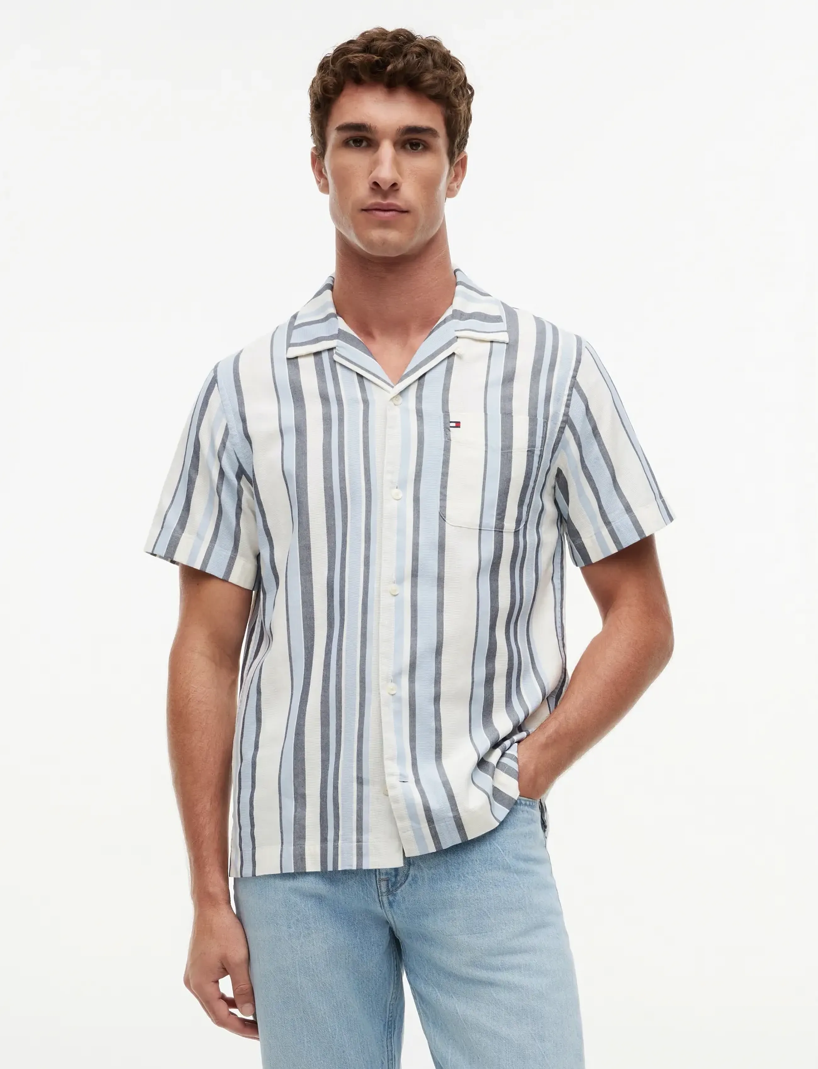 Tommy Hilfiger STRUCTURE MULTI STP SS SHIRT - Nach Stil kaufen - CARBON NAVY   STRIPE / blue