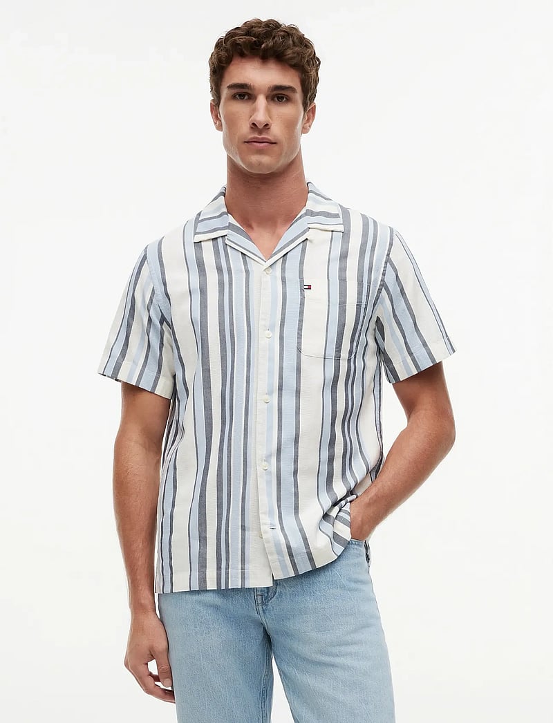 Tommy Hilfiger - STRUCTURE MULTI STP SS SHIRT - kurzarmhemden - carbon navy stripe - 0