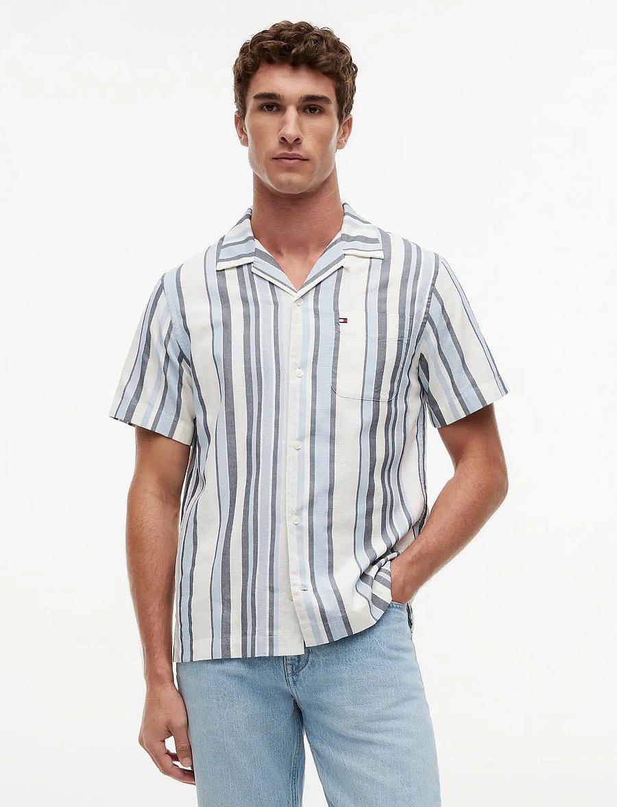 Tommy Hilfiger - STRUCTURE MULTI STP SS SHIRT - kurzarmhemden - carbon navy stripe - 0