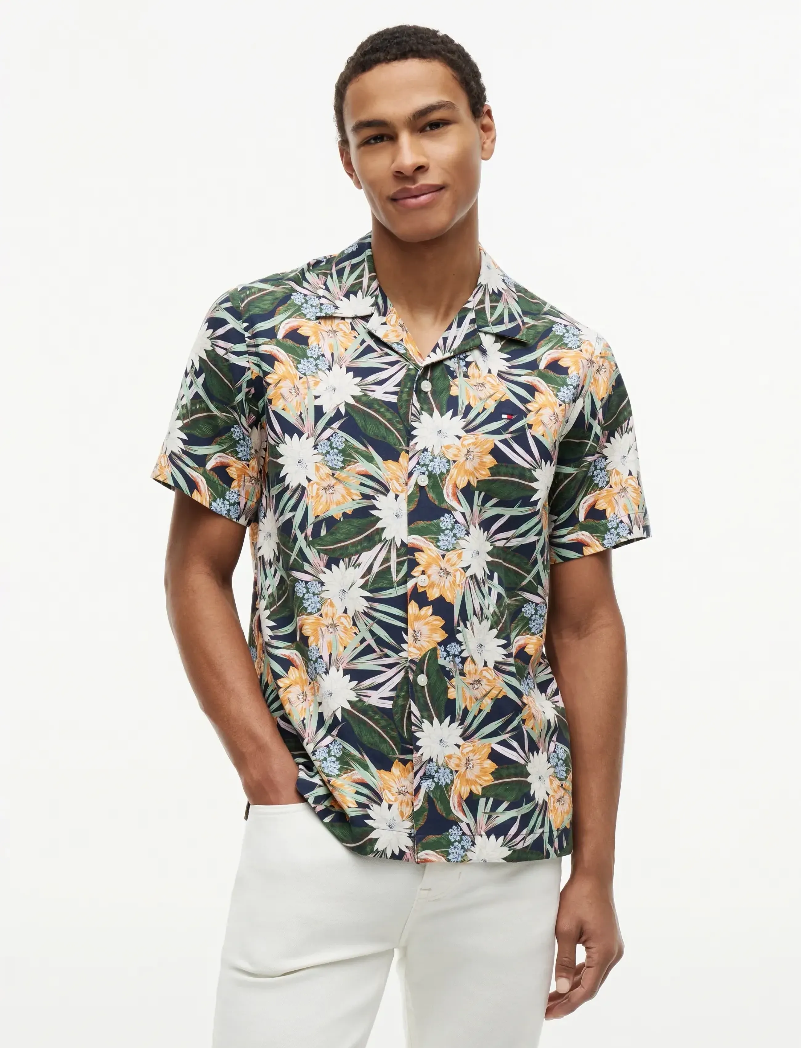 Tommy Hilfiger Co Lyocell Floral Ss Shirt, XXL, Shirts, Mehrfarbig/gemustert - Short-sleeved Männerswear