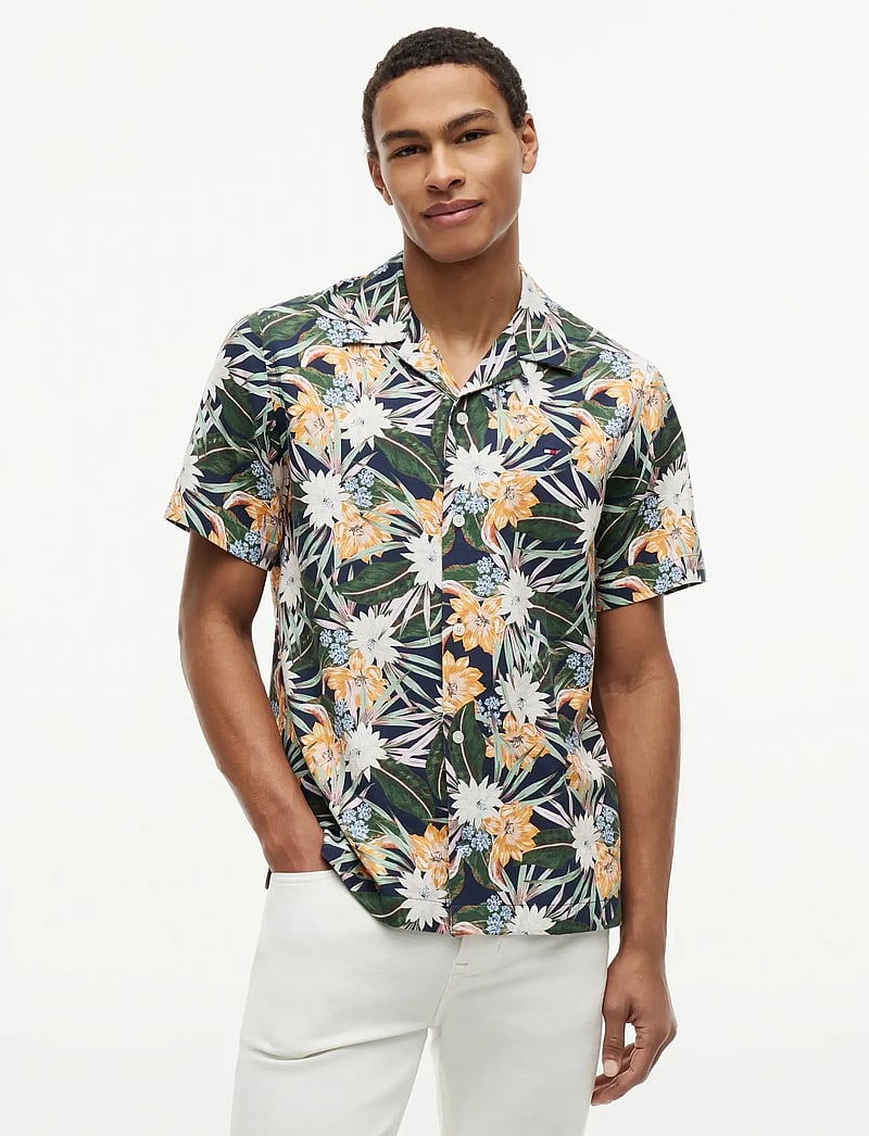 Tommy Hilfiger - CO LYOCELL FLORAL SS SHIRT - kurzarmhemden - carbon navy allover - 0