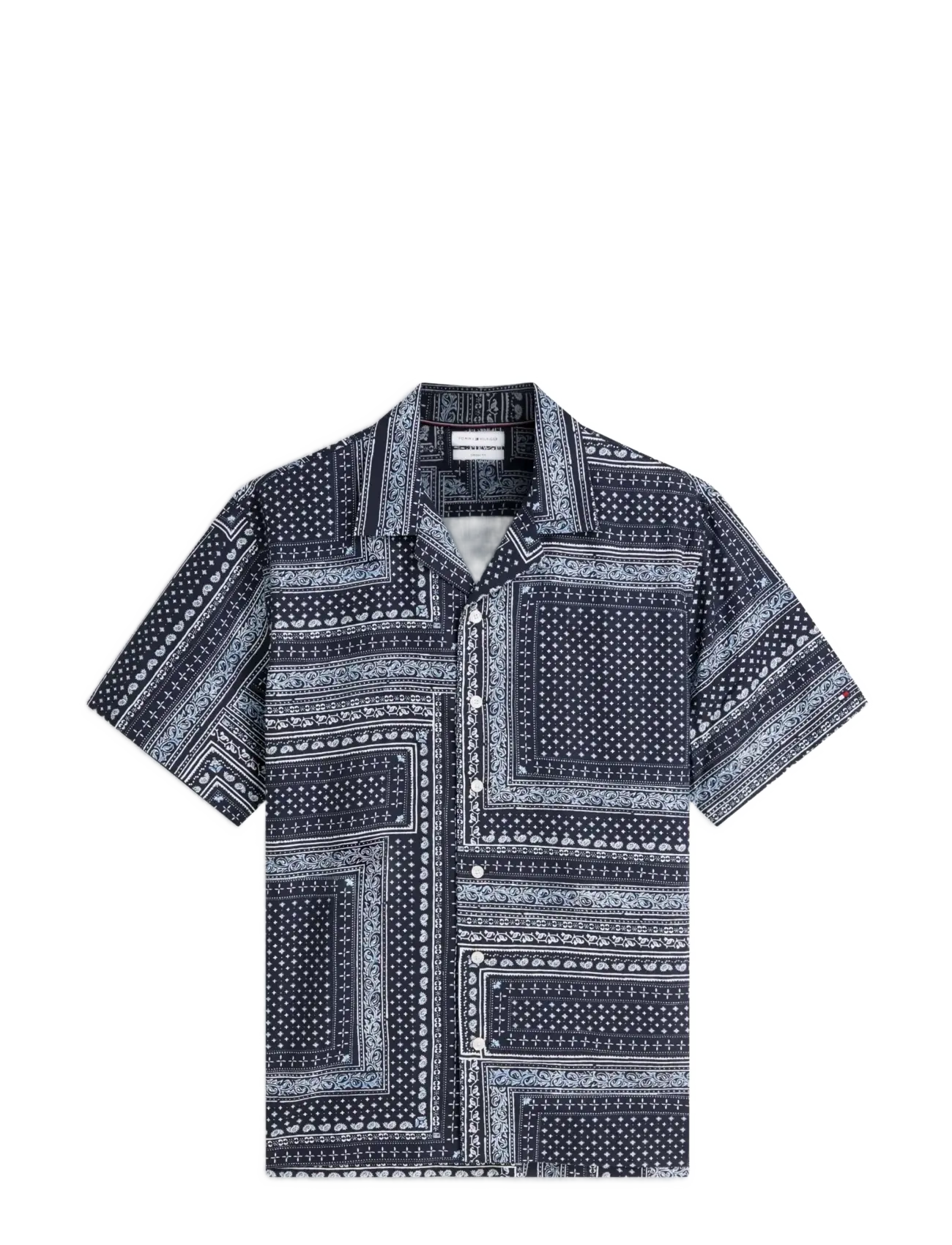 Tommy Hilfiger COTTON TENCEL BANDANA S/S SHIRT - Summer Shop - CARBON NAVY   ALLOVER / navy