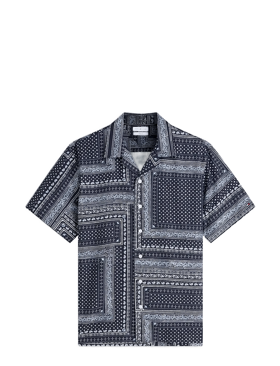 Tommy Hilfiger - COTTON TENCEL BANDANA S/S SHIRT - kurzarmhemden - carbon navy allover - 1