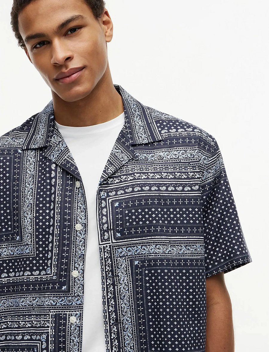 Tommy Hilfiger - COTTON TENCEL BANDANA S/S SHIRT - kurzarmhemden - carbon navy allover - 3