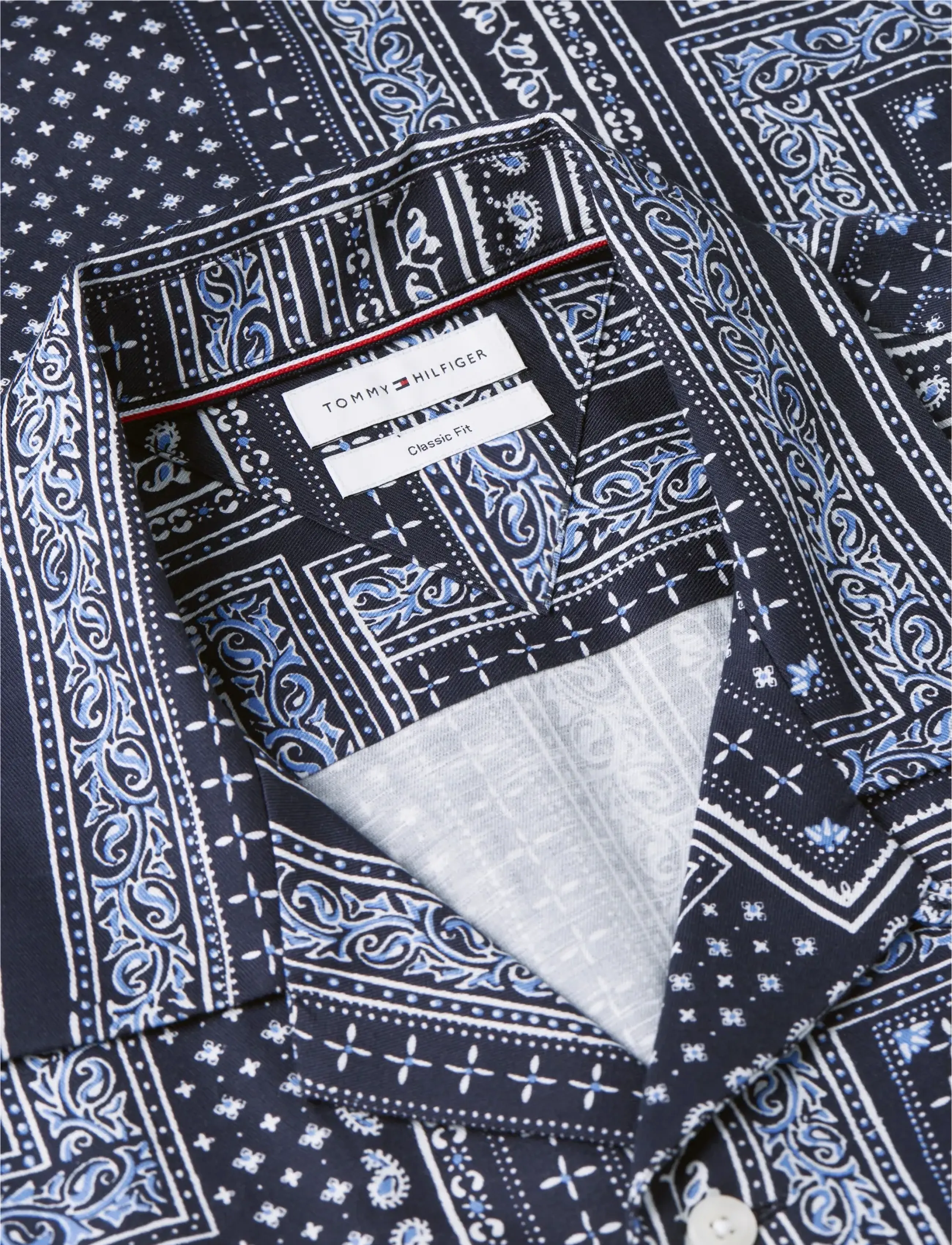 Tommy Hilfiger - COTTON TENCEL BANDANA S/S SHIRT - kurzarmhemden - carbon navy   allover - 5
