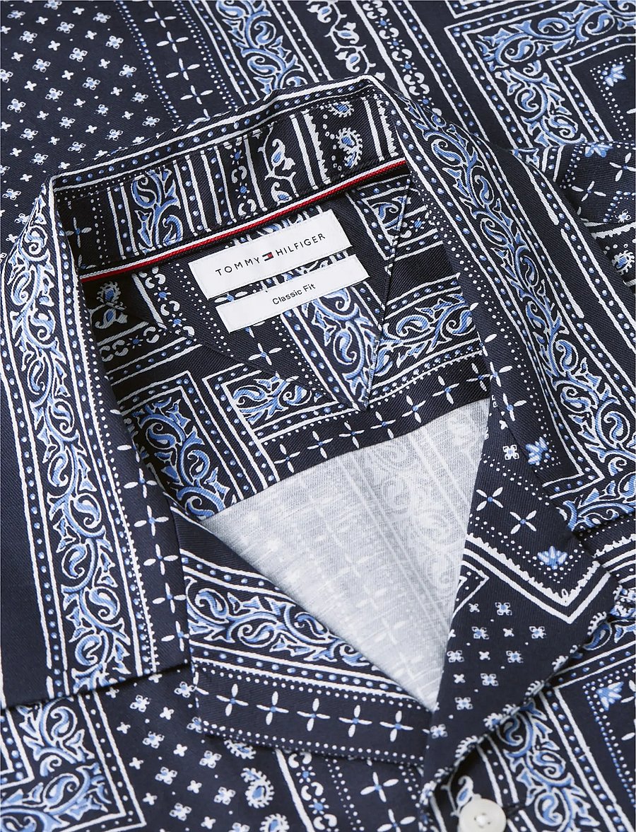 Tommy Hilfiger - COTTON TENCEL BANDANA S/S SHIRT - kurzarmhemden - carbon navy allover - 5