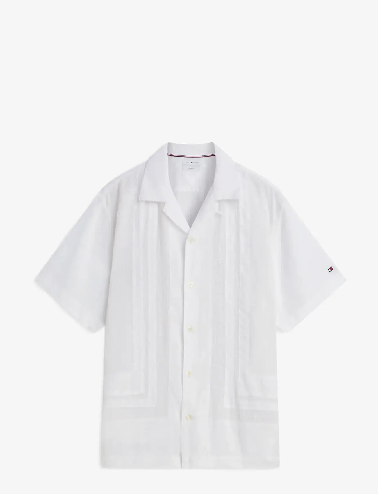 Tommy Hilfiger - LINEN MESH STRUCTURE SHIRT - kortærmede skjorter - white - 1