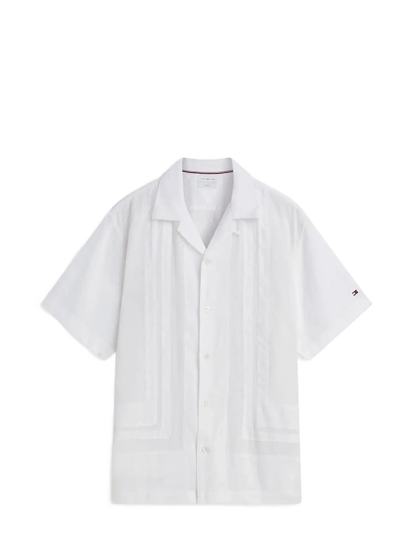 Tommy Hilfiger - LINEN MESH STRUCTURE SHIRT - kortærmede skjorter - white - 1