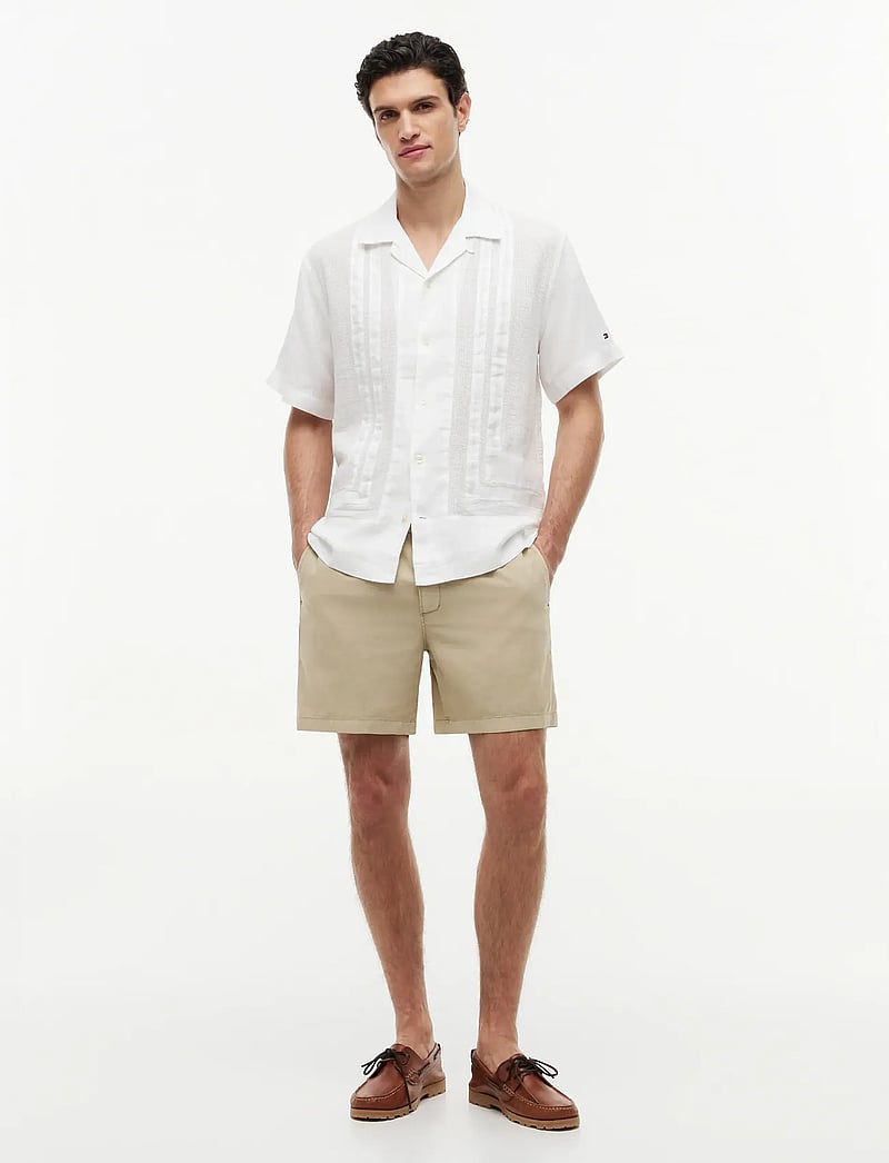 Tommy Hilfiger - LINEN MESH STRUCTURE SHIRT - kortærmede skjorter - white - 4