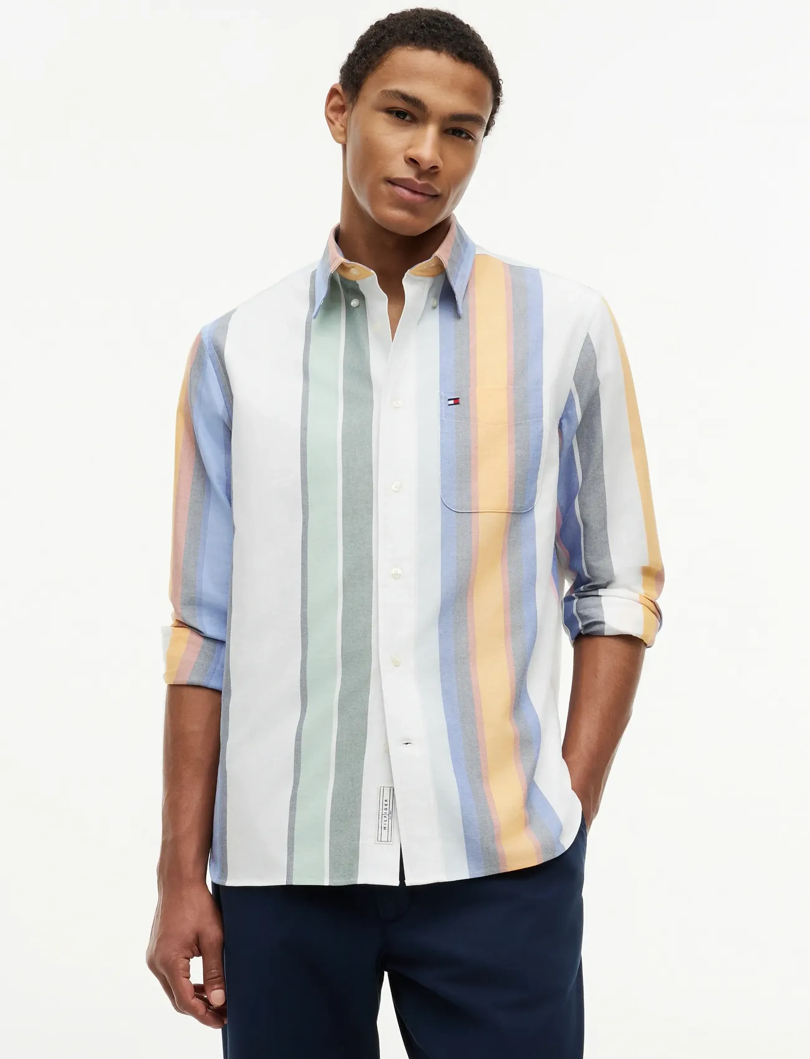 Tommy Hilfiger Heritage Oxford Multi Stp, L, Multi/patterned, Shirts > Oxford Shirt, Herre