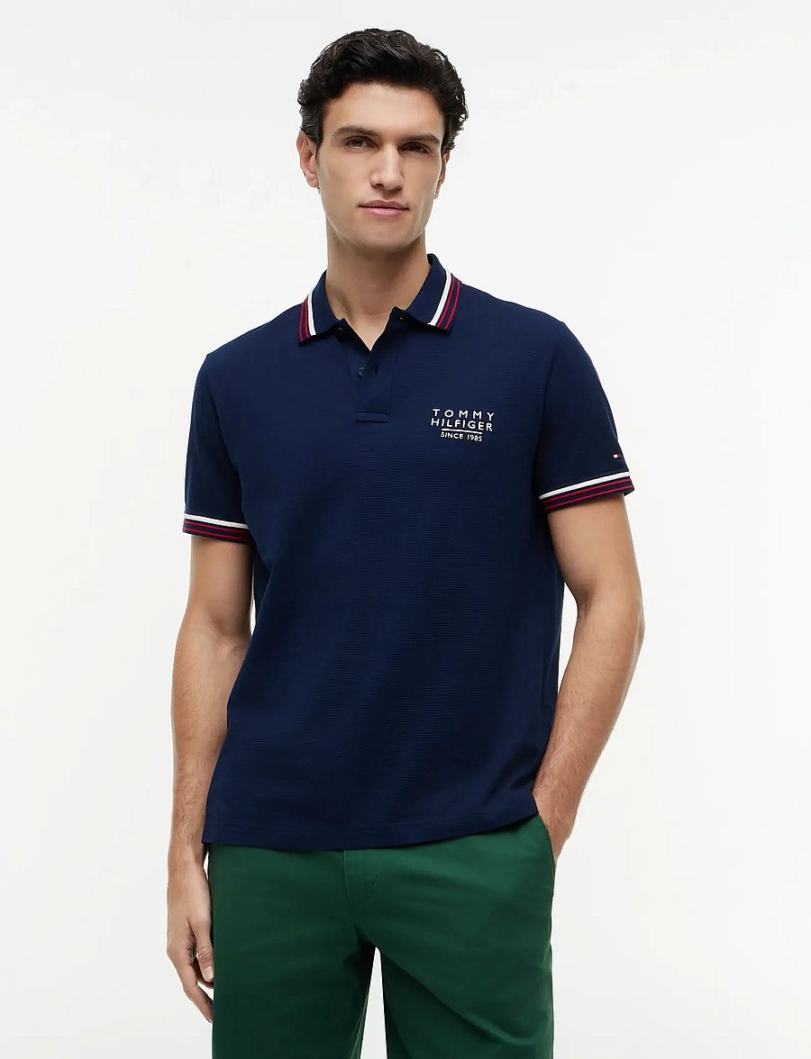 Tommy Hilfiger - RWB COLLAR/CUFF DETAIL REG POLO - kortærmede poloer - carbon navy - 0