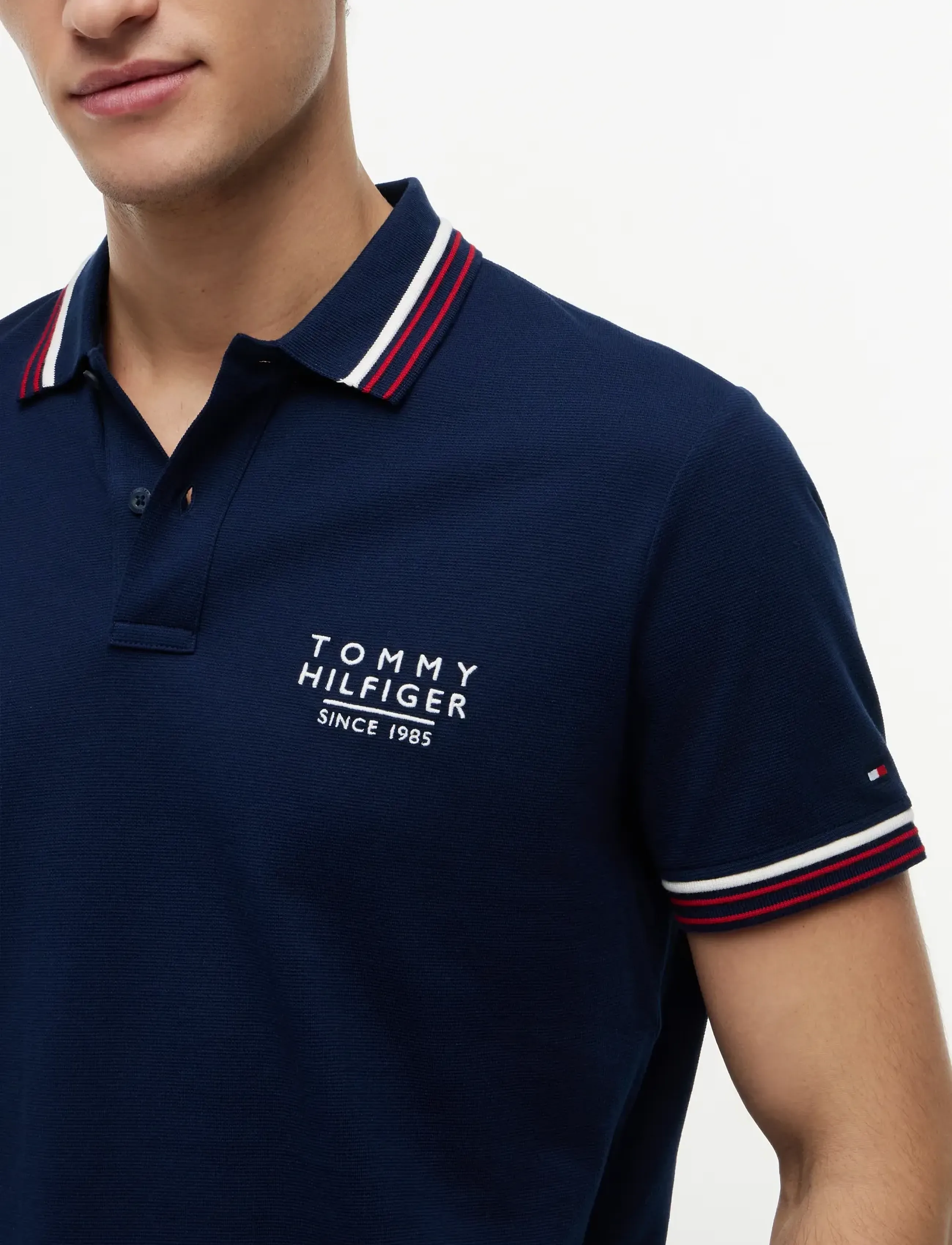 Tommy Hilfiger - RWB COLLAR/CUFF DETAIL REG POLO - kortærmede poloer - carbon navy - 3