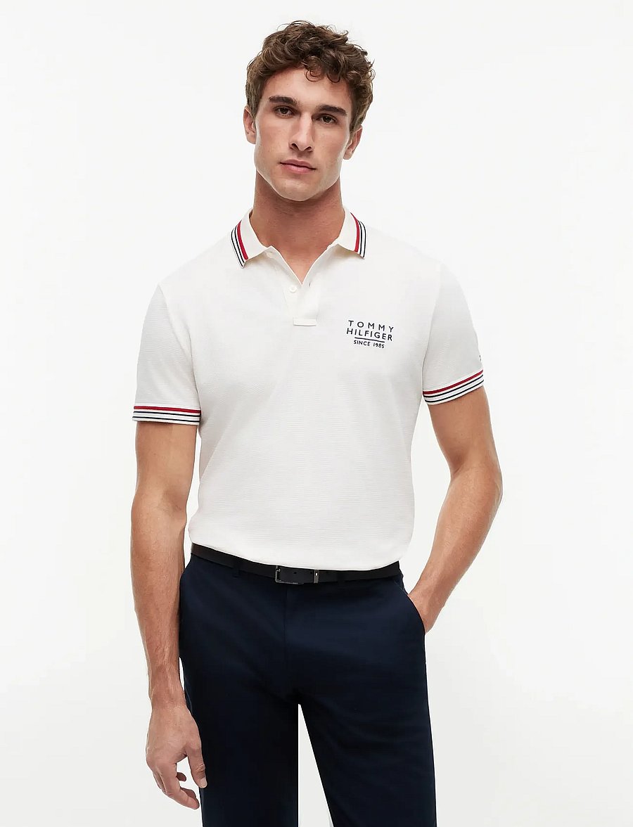Tommy Hilfiger - RWB COLLAR/CUFF DETAIL REG POLO - kortærmede poloer - ivory petal - 0