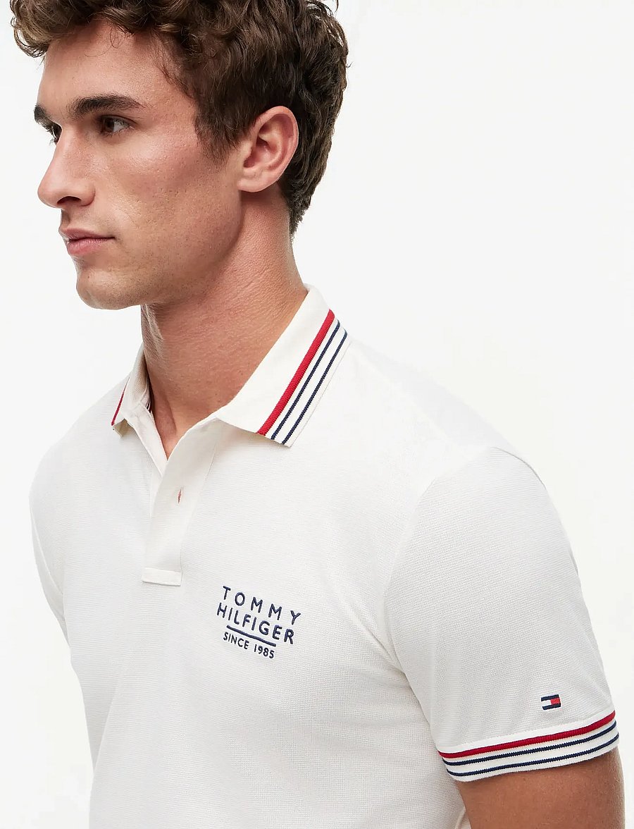 Tommy Hilfiger - RWB COLLAR/CUFF DETAIL REG POLO - kortærmede poloer - ivory petal - 3