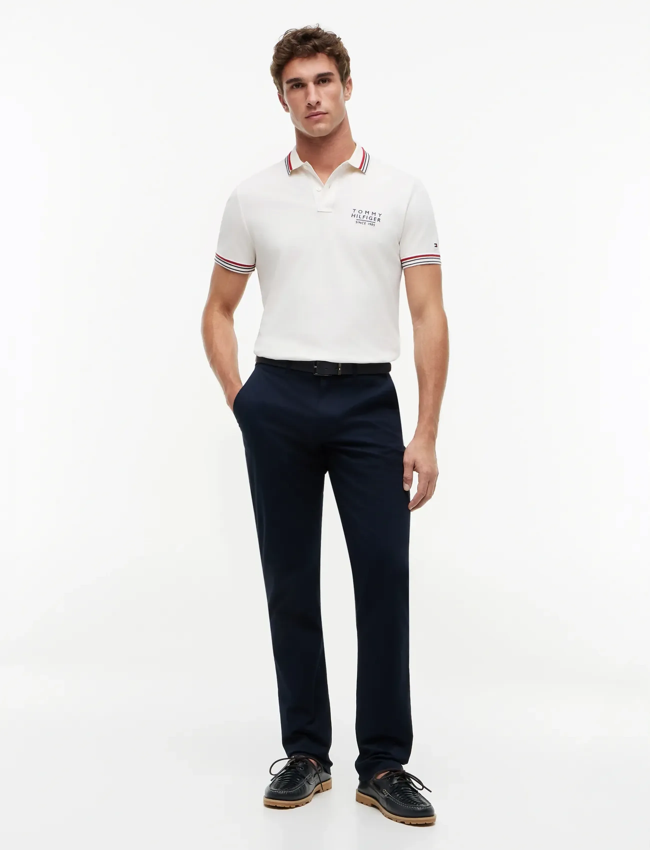 Tommy Hilfiger - RWB COLLAR/CUFF DETAIL REG POLO - kortærmede poloer - ivory petal - 4