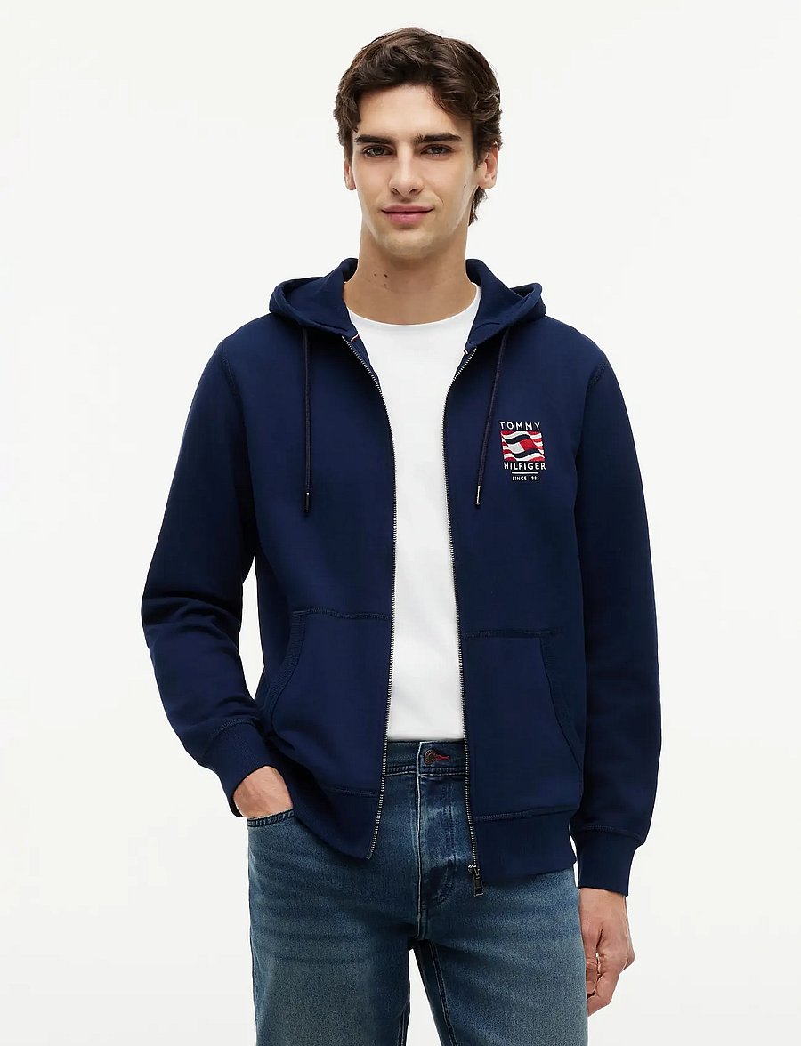 Tommy Hilfiger - RWB BOX FLAG TR FULL ZIP - hættetrøjer - carbon navy - 0