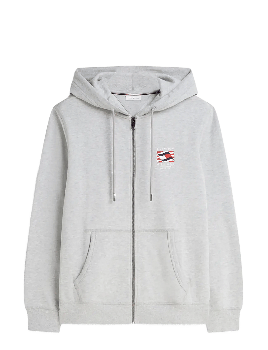 Tommy Hilfiger - RWB BOX FLAG TR FULL ZIP - kapuzenpullover - light grey heather - 1