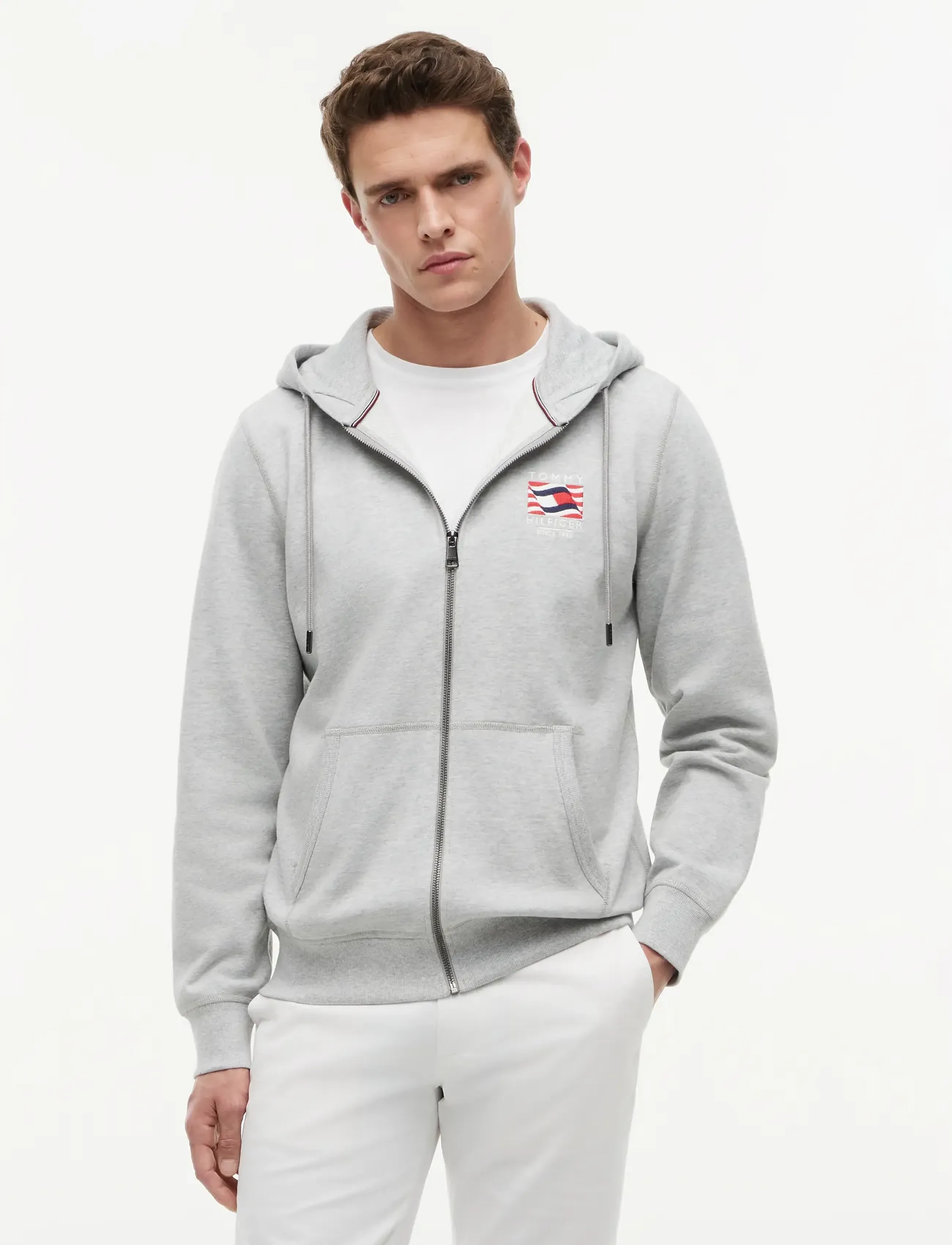 Tommy Hilfiger RWB BOX FLAG TR FULL ZIP - Sweatshirts & Hoodies - LIGHT GREY HEATHER / grey