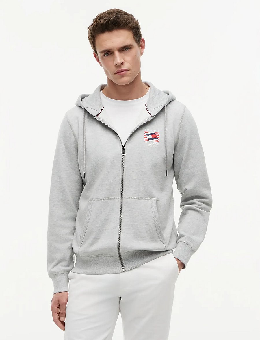 Tommy Hilfiger - RWB BOX FLAG TR FULL ZIP - kapuzenpullover - light grey heather - 0