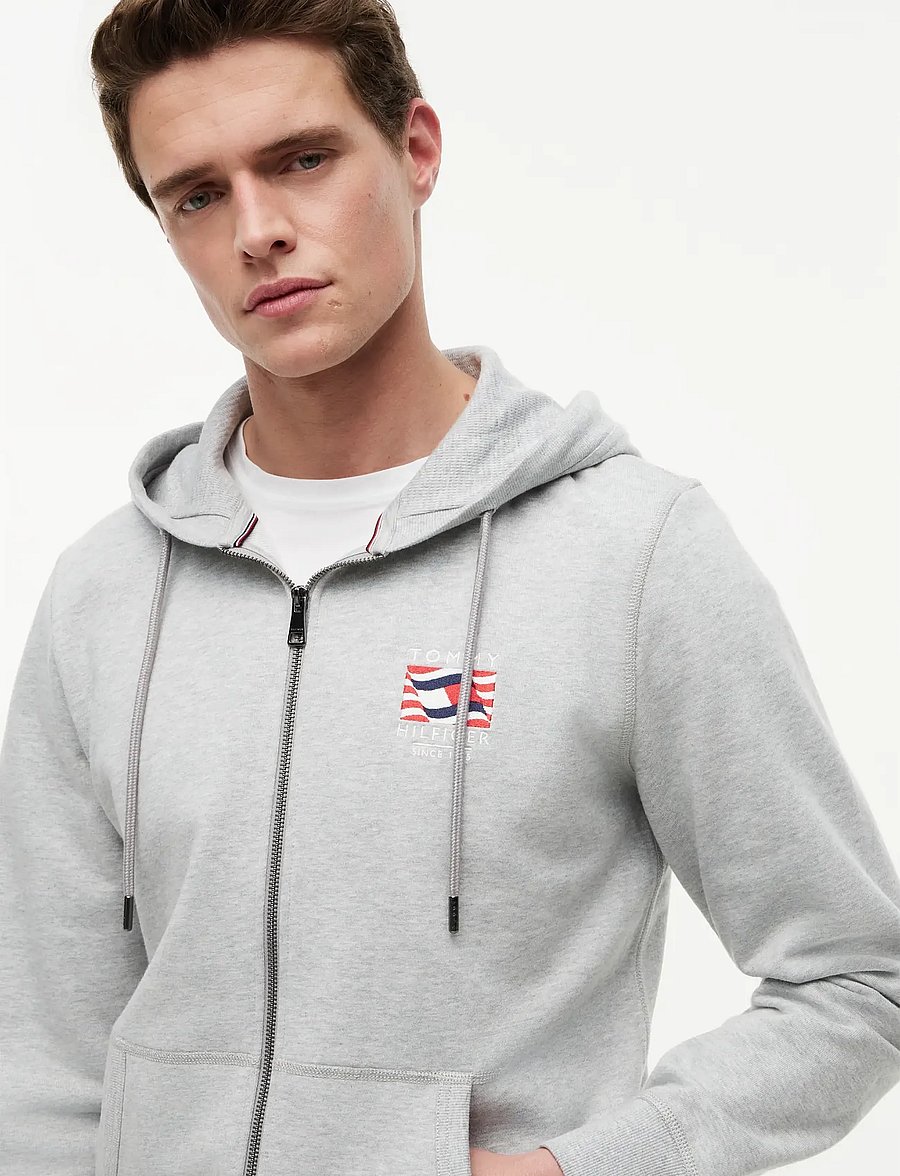 Tommy Hilfiger - RWB BOX FLAG TR FULL ZIP - kapuzenpullover - light grey heather - 3