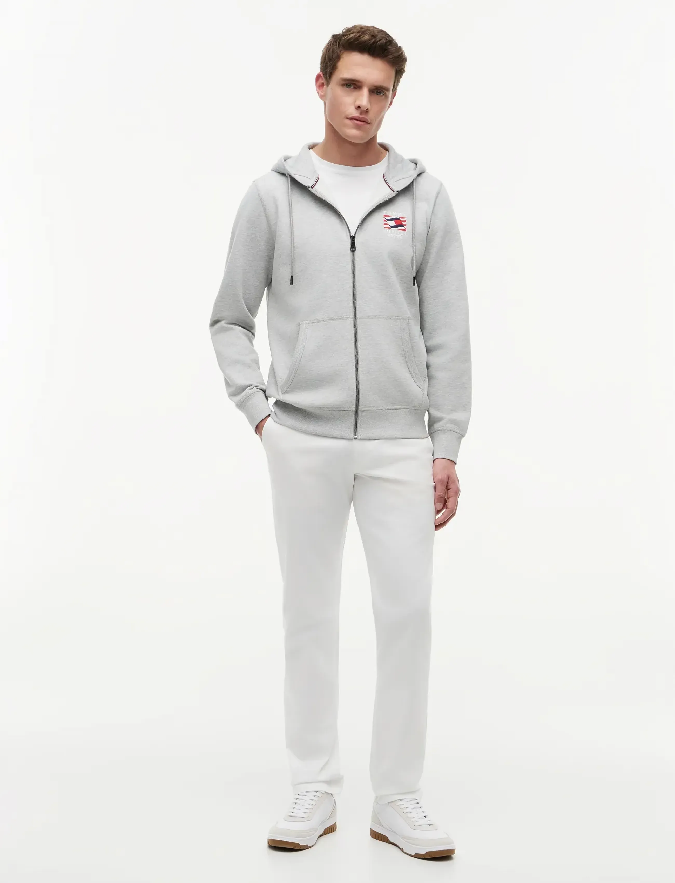 Tommy Hilfiger - RWB BOX FLAG TR FULL ZIP - kapuzenpullover - light grey heather - 4