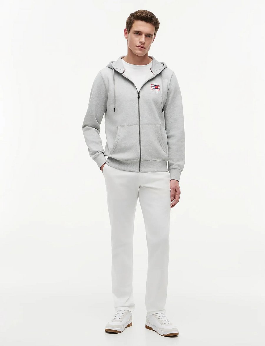 Tommy Hilfiger - RWB BOX FLAG TR FULL ZIP - kapuzenpullover - light grey heather - 4