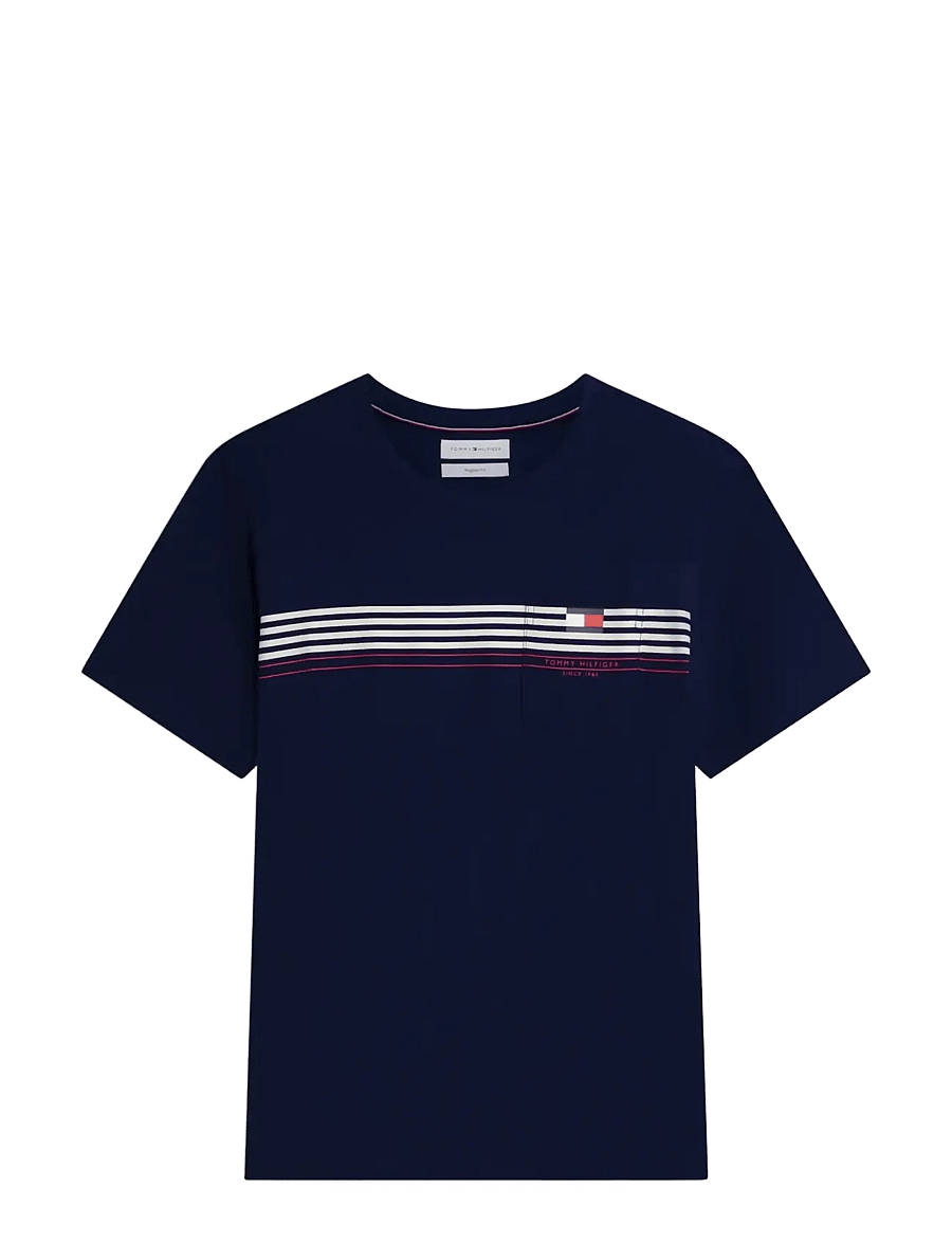 Tommy Hilfiger - RWB PLACED STRIPE REG TEE - kurzärmelig - carbon navy - 1