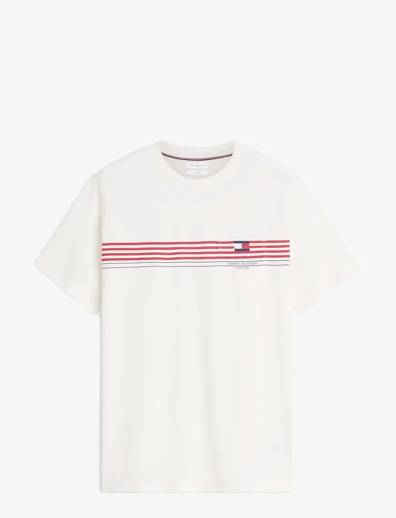 Tommy Hilfiger - RWB PLACED STRIPE REG TEE - kortærmede t-shirts - ivory petal - 1